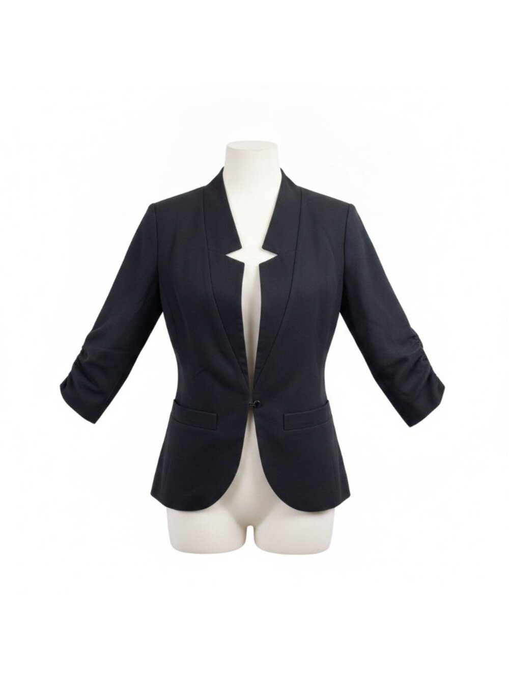 Frenchi Womens Black Open Front Blazer Lightweight Stretch Business Sz S